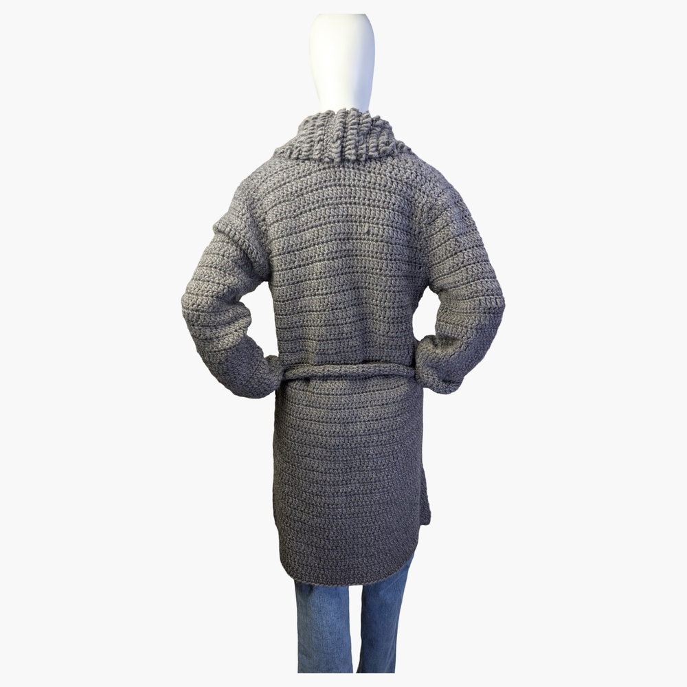 TRULY By Part Two Wool Blend Chunky Cardigan With Tie Front Belt | Size Medium - Picture 5 of 9